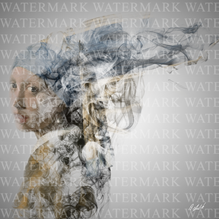 Original 1 Off Digital Art on Chromaluxe Metal HD Quality – Girl With A Pearl Earring Smoketasia